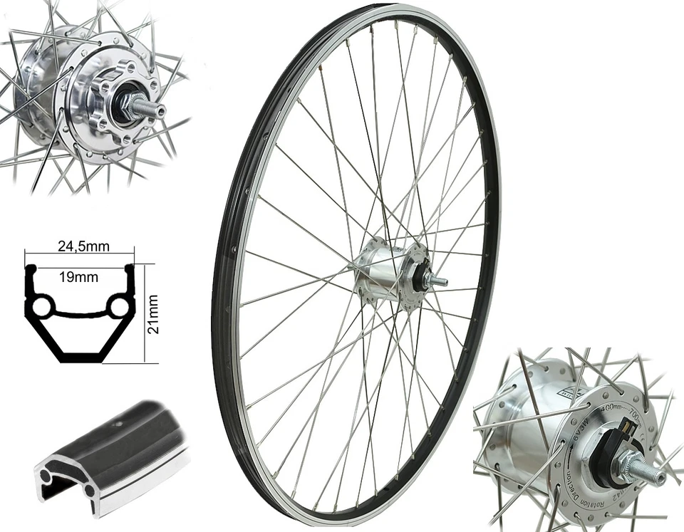 28 Zoll Vorderrad 6-Loch Disc 19-622 Nabendynamo Hohlkammerfelge Scheibenbremse - Bild 1 von 1