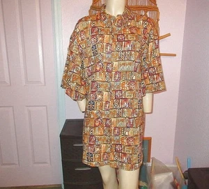 Territory Ahead Barkcloth Shirt Mens Size XXL Button Up Short Sleeve Mayan Camp - Picture 1 of 12