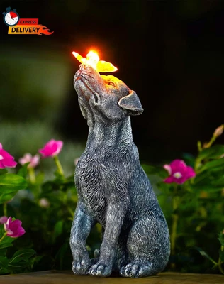 Estatua de perro Goodeco con mariposa solar - Regalos ideales para papá, mamá o cumpleaños, Foto 1 de 4