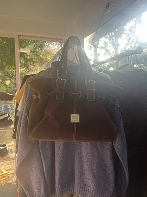 Dooney & Bourke Vintage 90s Nubuck Brown Suede Leather Satchel Gold Hardware - Image 1 of 4