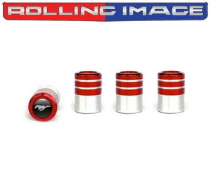 NEW Round RED Stripe Metal Ford Mustang Valve Stem Caps- Free shipping to USA - Picture 1 of 1