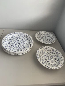 Windsor & Browne Italy Ceramic Dishes 4 Plates 2 Bowls Please Read Blue Ivy Leaf - Picture 1 of 10