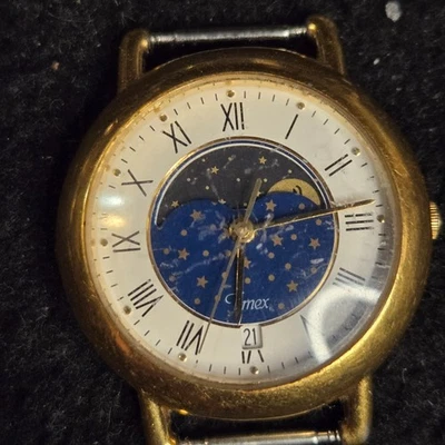 Timex 315 HA Cell Women Dress Moon Phase Quartz Analog 28mm Watch READ WORKS - image 1 of 4