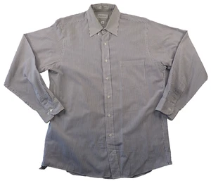 Van Heusen Men's Broadcloth 16 34/35 White Blue Stripe Long Sleeve Button Shirt - Picture 1 of 10