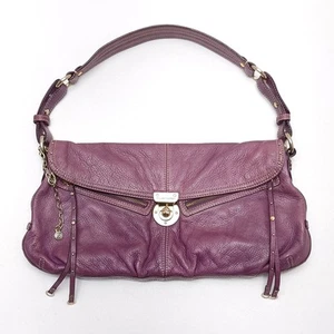 Hayden Harnett Handbag Purple Soft Leather Shoulder Bag Purse Twist Lock READ - Picture 1 of 10
