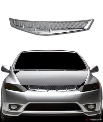 For 2006-2008 Honda Civic Coupe MUG Chrome Mesh Front Hood Bumper Grill Grille Foto 1 de 4