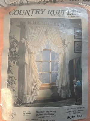 Country Ruffled Curtains LARGE LOT! New In Package.  Peach Color   - Image 1 of 4