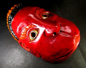 M451 Hindu God Lord Hanuman Strength Wooden Monkey Face Mask Wall Hanging Nepal - Picture 1 of 10