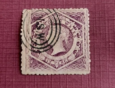 Lote 20.  NSW principios de 1868 6d violeta QV diadema ovalada PMK SG#166 Foto 1 de 2