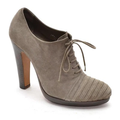 Womens Rocco P. Lace Up Bootie Pumps 38.5 / 8.5 Taupe Suede High Heels Shoes - Image 1 of 4