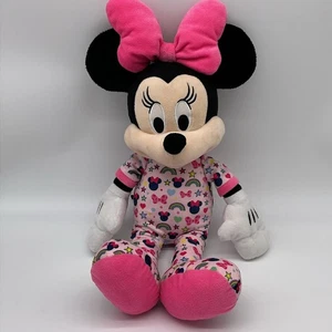 Disney Minnie Mouse 20” Plush Stuffed Animal Wearing Pink Pajamas PJs Pink Bow - Picture 1 of 10