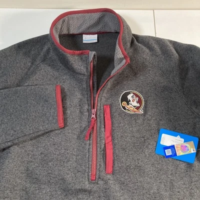 NEW Florida St Seminoles Columbia Pullover XL 1/4 Zip Gray Sweatshirt Football - Image 1 of 4