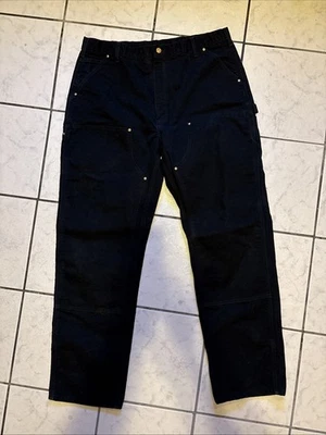 Pantalones de mezclilla Carhartt para hombre 40x34 negros peto calce doble rodilla carpintero ropa de trabajo Foto 1 de 4