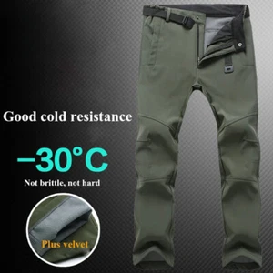 Winter Fleece Warm Hiking Soft Shell Pants Outdoor Sport Waterproof Windproof - Picture 1 of 15