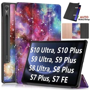 Flip Smart Case For Samsung Tab S9 Plus S10 Ultra S7 FE S8+ Leather Tablet Cover - Picture 1 of 13