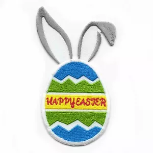 Happy Easter Egg With Bunny Ears Holiday Embroidered Iron On Patch - Picture 1 of 2