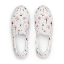 Pink and White Flower Women’s slip-on canvas shoes