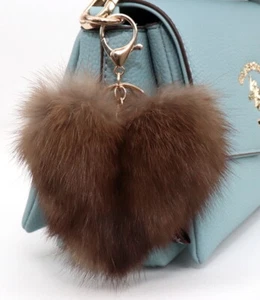 Fur Pendant Heart Sable Key Bag Jewelry Dirndl Natural Gold - Picture 1 of 4