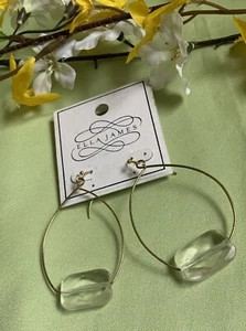 ELLA JAMES CLEAR COLORED BEAD OVAL HOOP EARRINGS RETAIL $24.99- NEW - Picture 1 of 5