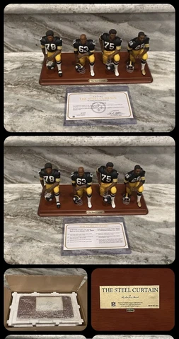 Danbury Mint Pittsburgh Steelers The Steel Curtain Figurine NEW w COA 🔥 Cover