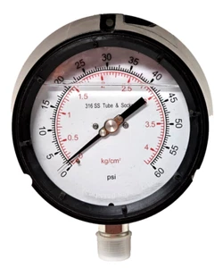 Process Pressure Gauge 4-1/2" Face 60 PSI 1/2" NPT S/S Lower Filled 060er96 - Picture 1 of 2