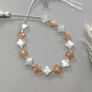 31.40ct Multi Color Moonstone Fancy Both Side Checker Cut Beads 925 Silver 6.30" - Imagen 1 de 4