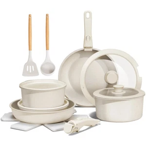 Nonstick Cookware Set 17Pcs Granite Pots & Pans Set &Removable Handles POFA Free - Picture 1 of 6