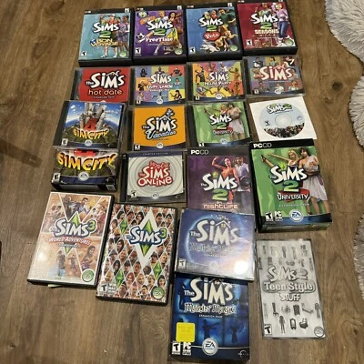 HUGE Lot 18 The Sims 2 & 4 PC Games CD W/ Expansion Packs Manuals - READ - BUB - Image 1 of 4