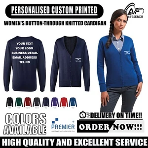 Personalised Custom Premier Women's Button-through Knitted Cardigan Staff PR697 - Picture 1 of 19