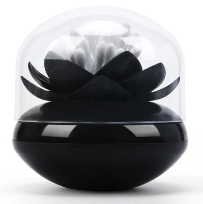 BLACK LOTUS Flower Shape Toothpick Cotton Bud Swab Qtip Holder Storage Box NEW  - Image 1 of 4