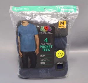 Fruit Of The Loom Men's Pocket T-shirts Tees 4-pack  Colors Navy/Charcoal Size M - Picture 1 of 3