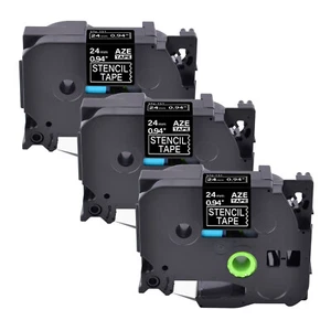 Cassette de cinta de plantilla 3 piezas STe-151 para Brother P-Touch negro etiqueta ancha de 24 mm x 3 m - Imagen 1 de 11