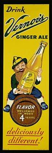 VERNOR'S GINGER ALE MAN ON BARREL 24" HEAVY DUTY USA MADE METAL ADVERTISING SIGN