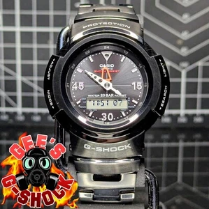Casio G-Shock AWM-500 Full Steel Screwback Solar Multiband Black Red AWM-500-1A - Picture 1 of 12