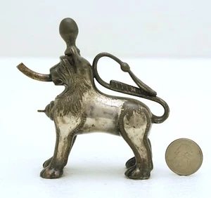 Silver Lion Figure Aquamanile Oil Table Lamp Perfume oil Lamp - Picture 1 of 8