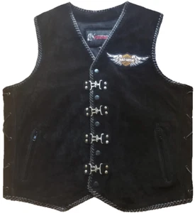 Motorcycle Vest Harley Davidson Patched Triple Braid Rider Motorbike Suede Vest - Picture 1 of 3