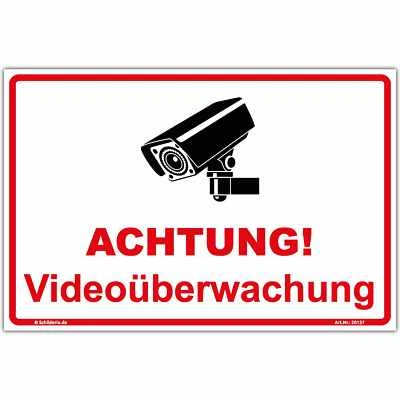SCHILDERIO Hinweisschild 300x200 mm "ACHTUNG Videoüberwachung" Aluminiumverbundplatte 3mm