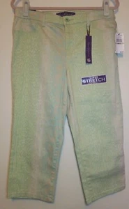 NEW GLORIA VANDERBILT Sadie Stretch Slim Fit LowRise Mint Green Leopard Capri 12 - Picture 1 of 8