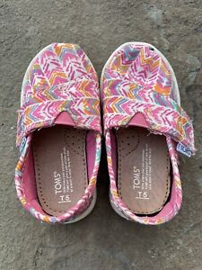 Toms Toddler Baby Girl Pink Tribal Print Slip On Canvas Shoes Size T 5