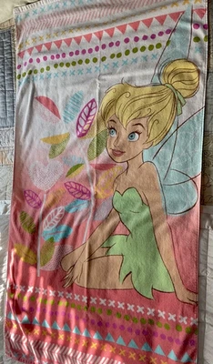 Disney Store Peter Pan Tinkerbell Beach Towel 100% Cotton 29x55 World Ship BIN - Image 1 of 4