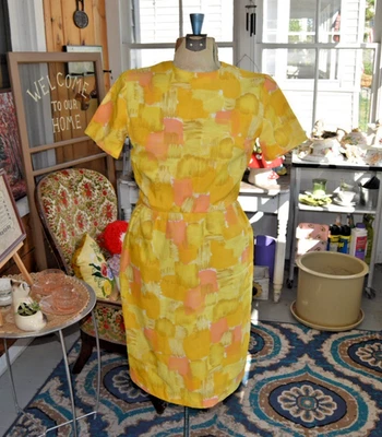 VTG 1960s Dress Miss Endrea Dallas Womens Small Chambray Dress Yellow Size XS/S - Image 1 of 4