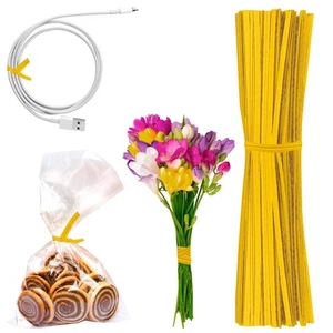 24000 Twist Ties 4 Inch Paper Yellow For Party Cello Candy Bags Cake Pops - Picture 1 of 7
