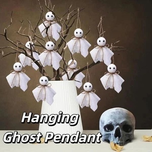 6Pcs 3 Inch Halloween Cloth Ghosts Hanging Ghost Pendant Home Ornaments - Picture 1 of 12