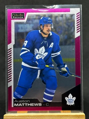 Auston Matthews 2019-20 UD O-Pee-Chee Platinum Preview Matte Pink 52/99 #P-AM - Image 1 of 3