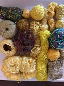 Lot Of Yarn -  Wool Cotton Various Brands Styles Knitting ~ Great Assort Yellows - Picture 1 of 5