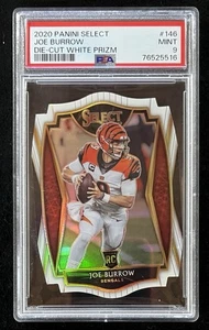 Joe Burrow RC Premier Level 2020 blanco troquelado Prizm PSA 9 Rookie Bengals - Imagen 1 de 2