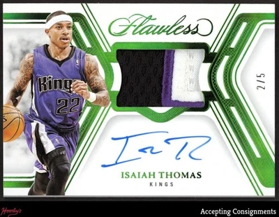 2024-25 Flawless Signature Prime Emerald Isaiah Thomas GAME-USED PATCH AUTO 2/5 - Image 1 of 2