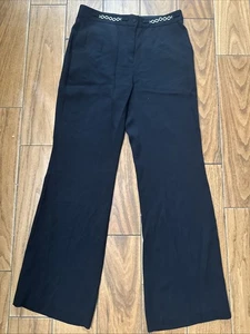 Gerard Darel Paris wide legs trouser , Black, Sz 34w (44) Rhinestones Embellish - Picture 1 of 13