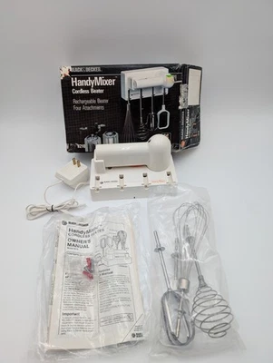 Black & Decker Handy Mixer Rechargeable Cordless Beater 9210 w/Attachments - EUC - Image 1 of 4