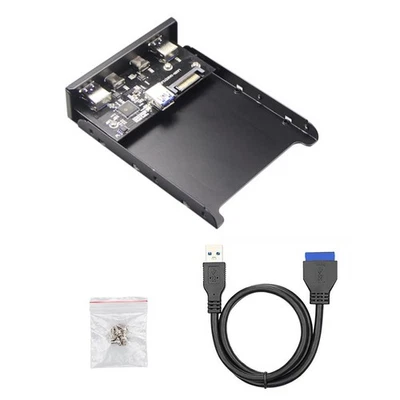 New 3.5 Inch Front Panel Floppy Bay 4 Ports USB-C USB 3.0 HUB Expansion Adapter - Image 1 of 4